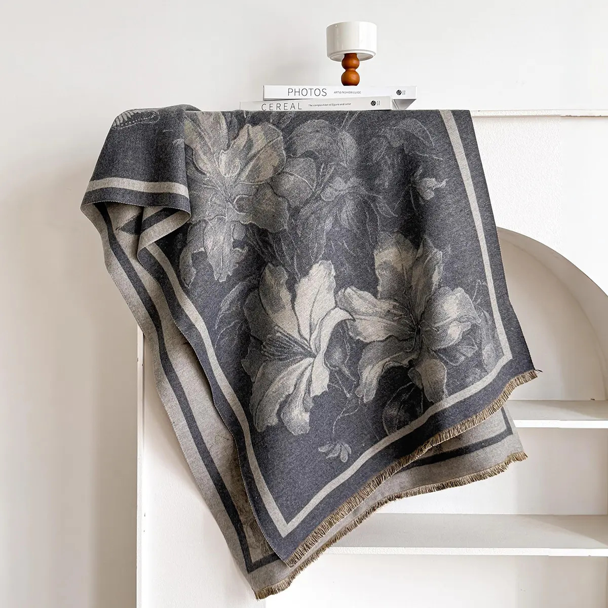 Warmth-Keeping Faux Cashmere Neck Warmer Shawl, 185 x65 cm