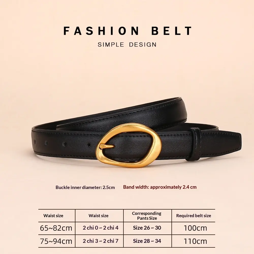 Genuine Cowhide Belt with Antique Pin Buckle for Women Genuine Cowhide Belt with Antique Pin Buckle for Women