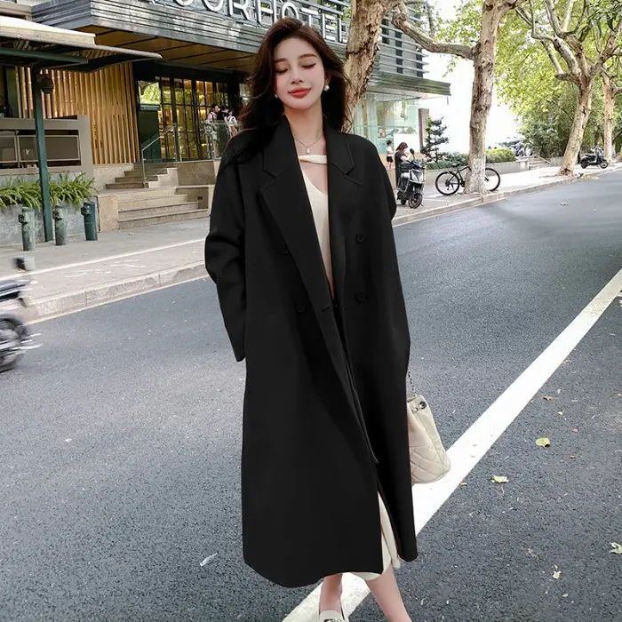 Warm Double-Faced Cashmere Wool Coat for Women in Winter Warm Double-Faced Cashmere Wool Coat for Women in Winter