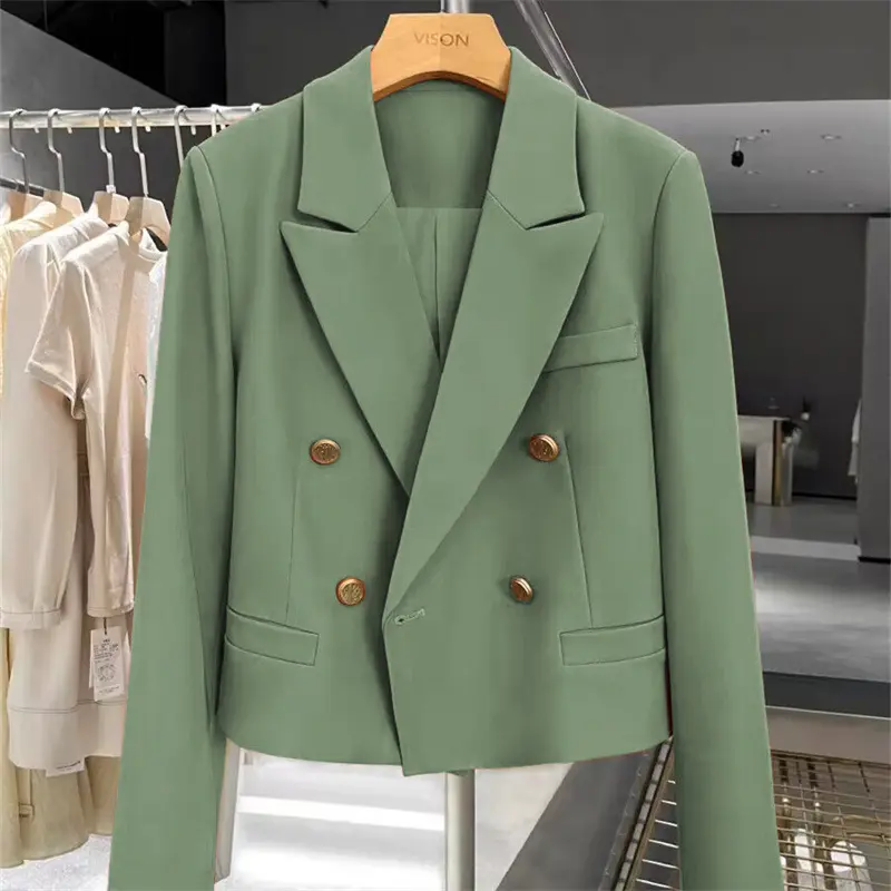 Womens Retro Cropped Western Blazer with Button Details Womens Retro Cropped Western Blazer with Button Details