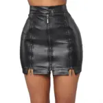 Bodycon Fit Black Polyester Short Skirt with Slight Stretch