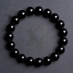 Polished Natural Black Obsidian Bracelet w/ Double-Eye