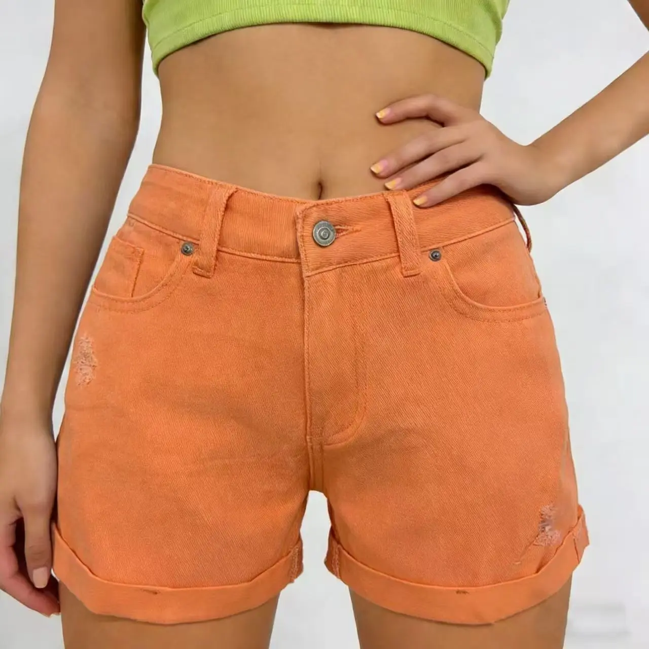 Casual Retro Distressed Womens Denim Shorts Casual Retro Distressed Womens Denim Shorts