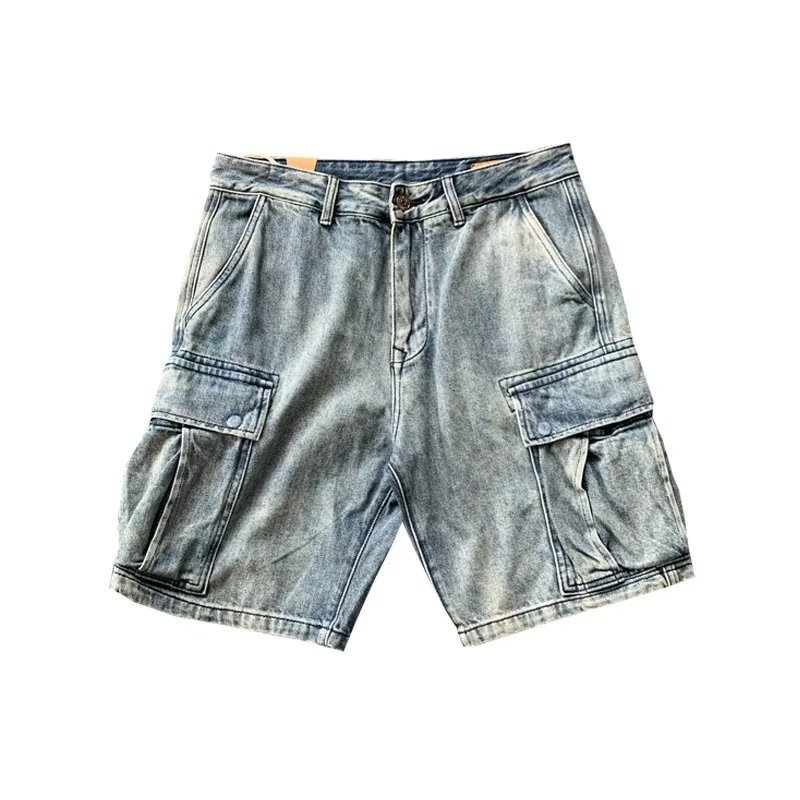 Casual Pu Shuai High-end Big Workwear With Pocket Denim Shorts Men