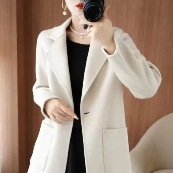 Everyday Warm Mid-Length Wool-Blend Coat with Petal Sleeves