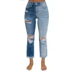 Gradient-Dye Straight Leg Women’s Ripped Jeans, Mid-Rise
