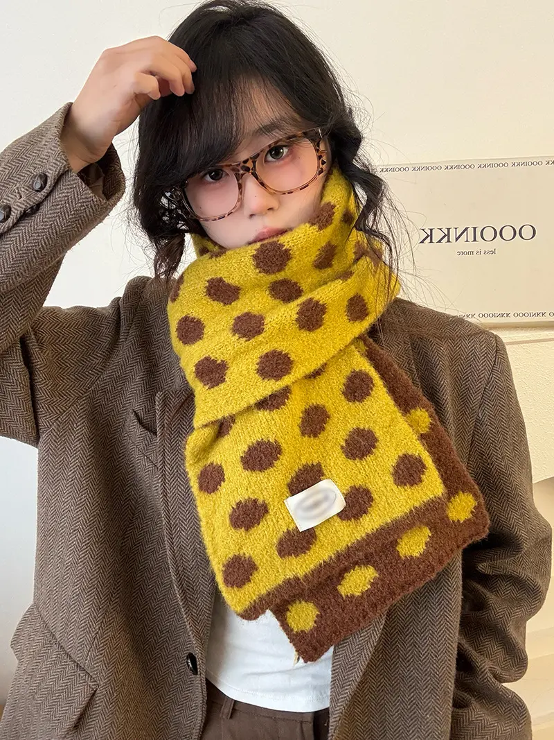 Polka-Dot Scarf for Women with Contrast Wrap Style Polka-Dot Scarf for Women with Contrast Wrap Style