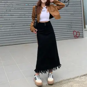 Versatile Tummy-Control Outerwear Pear-Shaped Denim Skirt