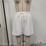 Elegant Jacquard High-Waist Cropped Shorts in White