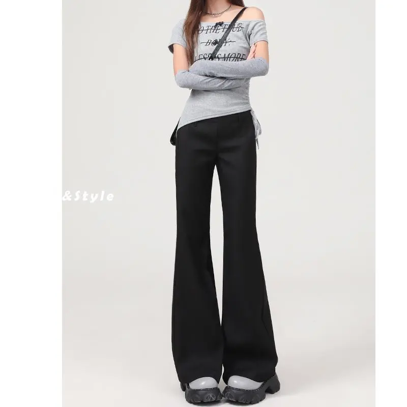 SpringSummer New Gray Sassy Low-Waist Flared Casual Pants
