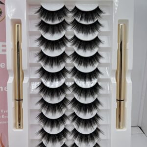 Waterproof Non-Bleaching Magnetic False Eyelashes Set - 10 Pairs