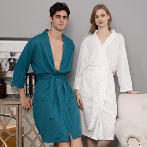 Coordinated Couple Waffle Bathrobes - 100% Polyester Unisex