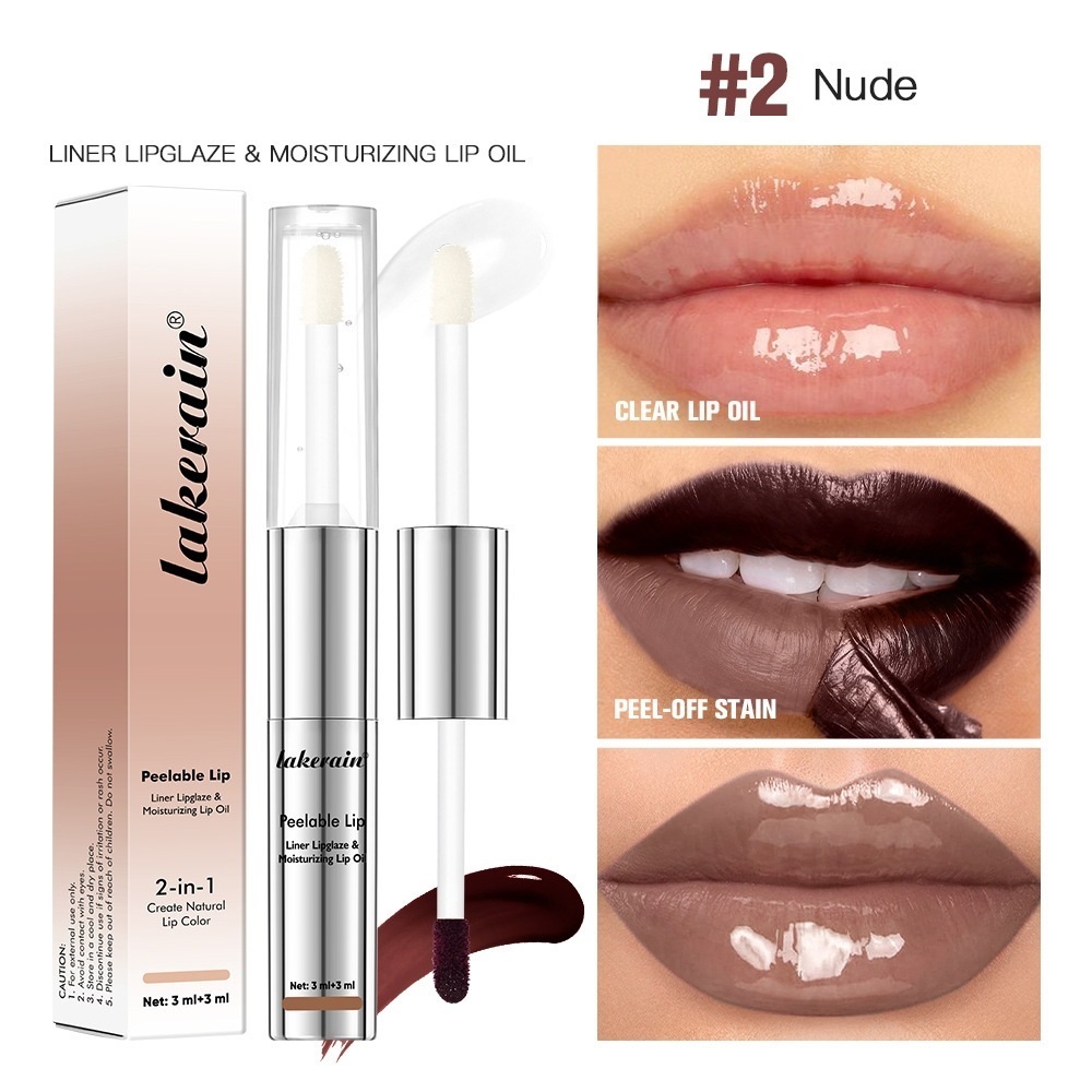 Moisturizing 2-in-1 Peel-Off Lip Gloss for Long Wear (3+3 ml)