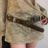 Retro Denim PU Leather Belt for Skirts, All-Matching Rivets