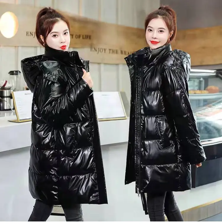Warm Mid-Length Plus Size Padded Jacket with Faux Fur Collar Warm Mid-Length Plus Size Padded Jacket with Faux Fur Collar