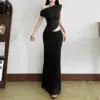 High-Waist Black Slim Fit Dress with Asymmetric Hem High-Waist Black Slim Fit Dress with Asymmetric Hem