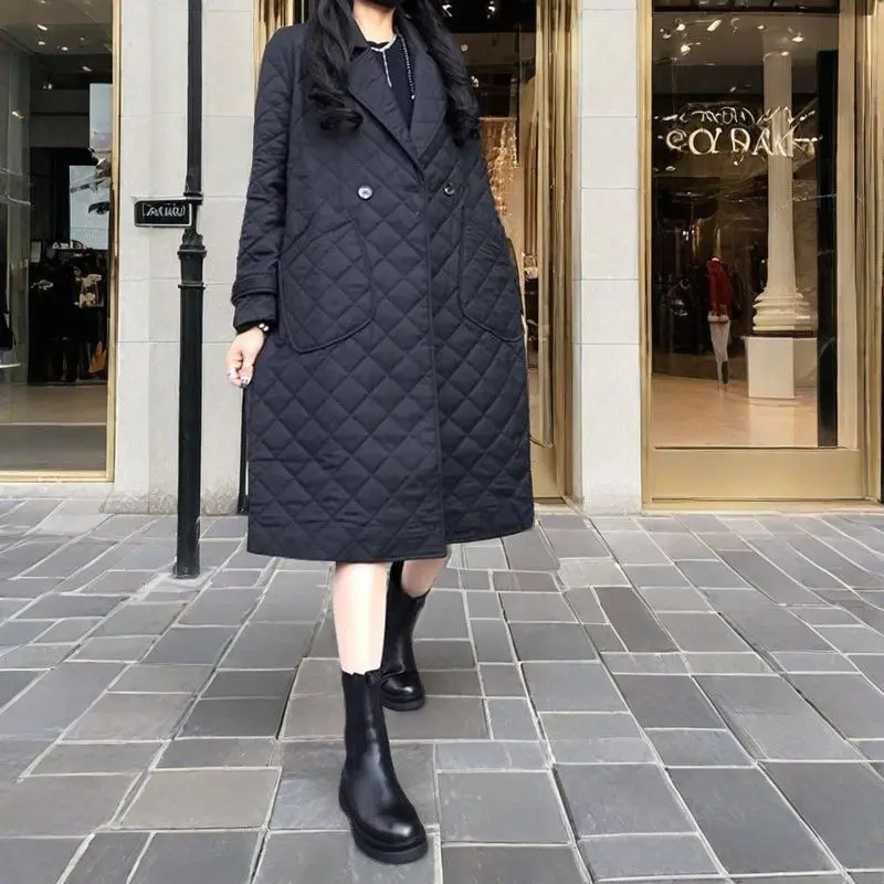 New Padded Quilted Diamond-pattern Cotton Coat New Padded Quilted Diamond-pattern Cotton Coat