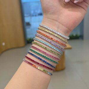 Silver-Colored Zircon Tennis Bracelet For Women