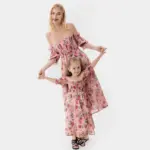 Coordinated Cotton Mother & Daughter Romper Suspenders Dress
