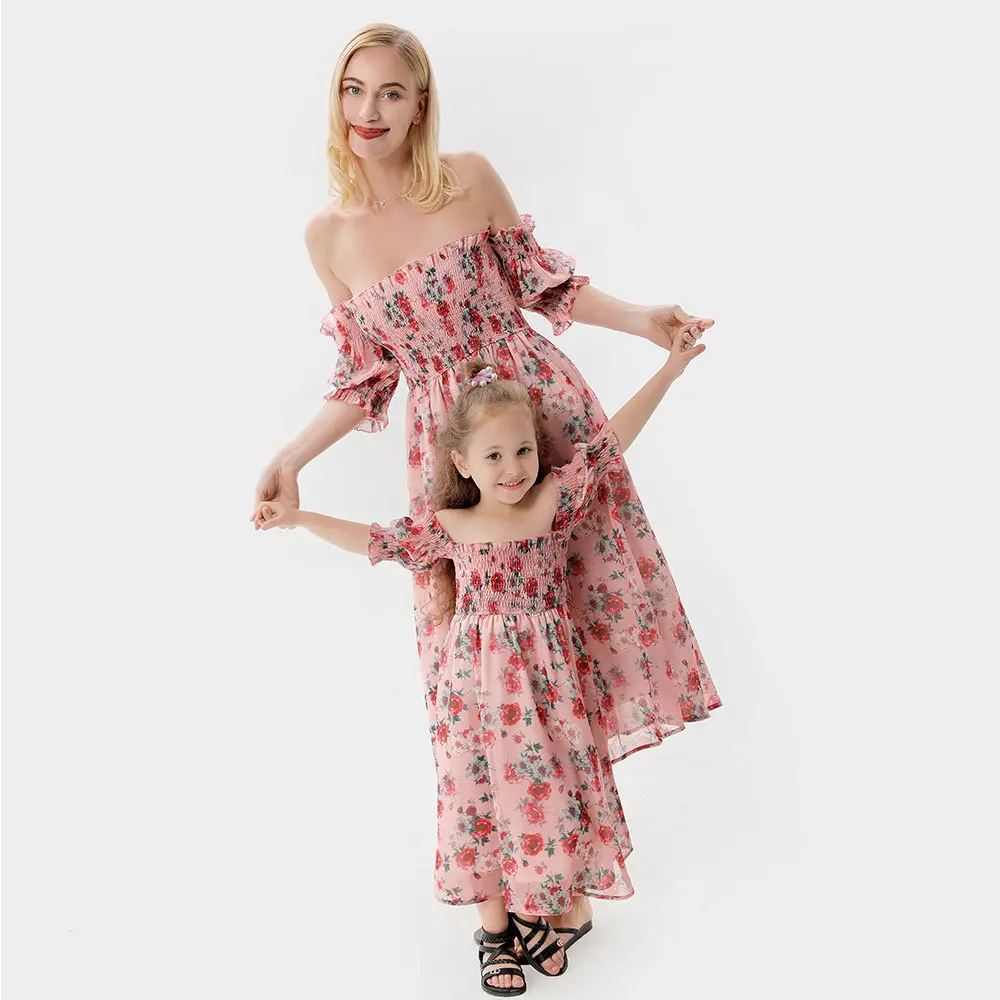 Coordinated Cotton Mother & Daughter Romper Suspenders Dress