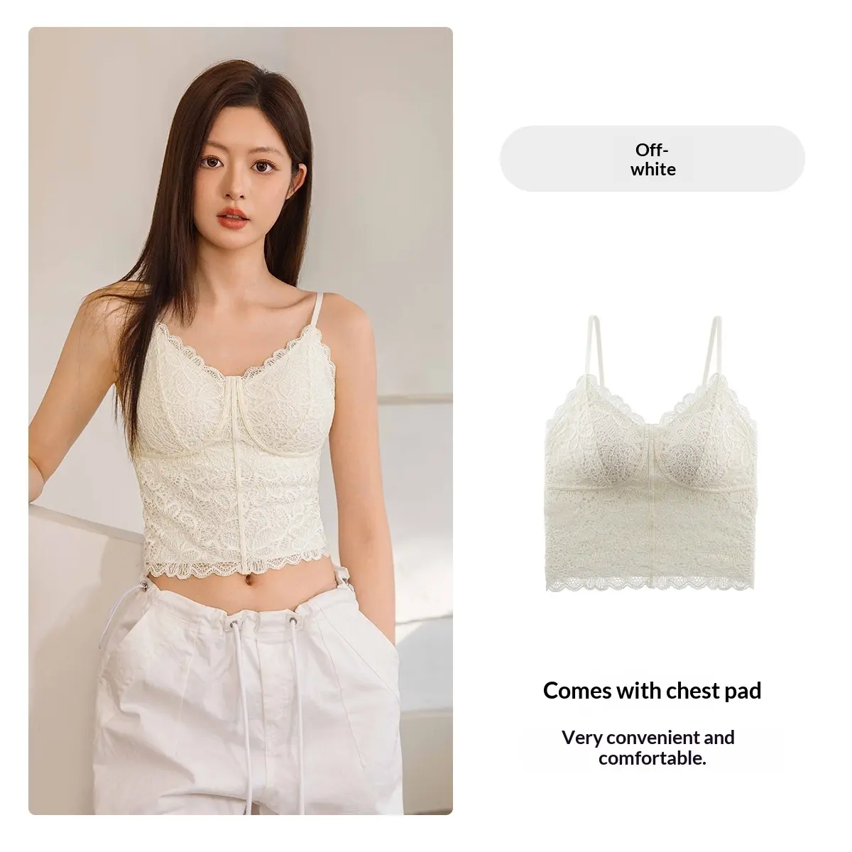 Lightweight Padded Lace Camisole for Slim Layering Fit