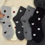 Women's Heart Pattern Mid-Calf Socks, Trendy INS Style, Versatile & High-Appearance, Japanese Style, Cute Solid Color, New Spring & Summer Mid-Calf Socks