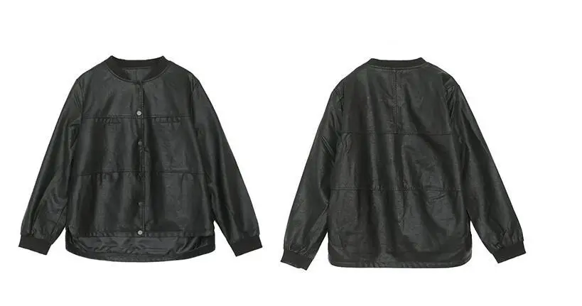 Lightweight PU Leather Jacket for Women, Black Autumn Coat 0.84 lb