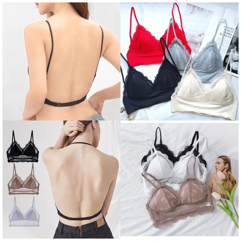 Breathable Lace Triangle Wireless Bra for Low Back