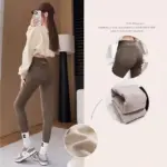Warm Lamb Fleece Leggings for Women, Long Velvet Pants