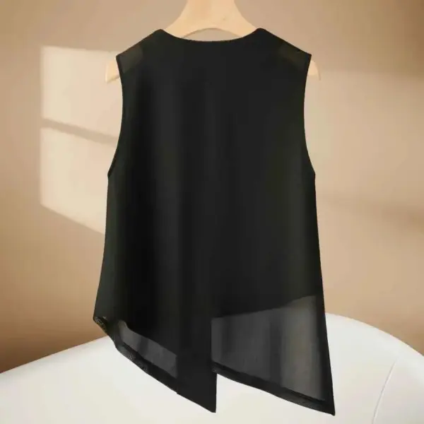 Versatile Sleeveless Womens Garment With Designer Touch Round-Neck Mesh Vest