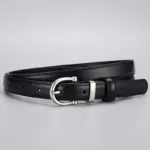 Women's First-Layer Cowhide All-Match Black Slim Belt