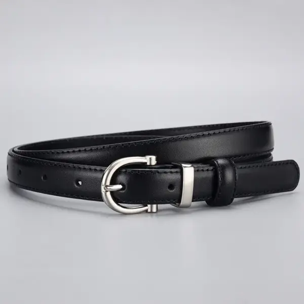 Women's First-Layer Cowhide All-Match Black Slim Belt