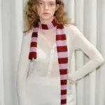 Warmth-Retaining Striped Knit Neck Warmer, Pink