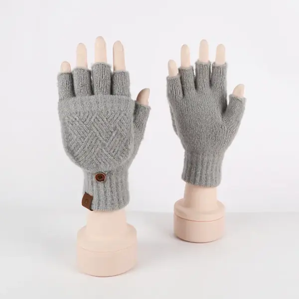 Warmth-Boost Flip-Up Half-Finger Gloves for Women, Winter