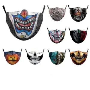 Digital Printed Skull Face Double-Layer Dust Mask for Adults
