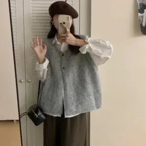 Soft Cozy 3 D Relief Knit Women’s Sweater Vest, Loose Fit Cotton