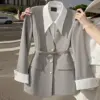 Waist-Cinching Black Fake Two-Piece Blazer for Women Waist-Cinching Black Fake Two-Piece Blazer for Women
