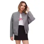 Versatile Pocketed Loose-Fit Bomber Jacket Coats