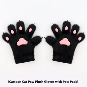 Non-Slip Cat Paw Gloves Plush for Cat Palm Props - Winter