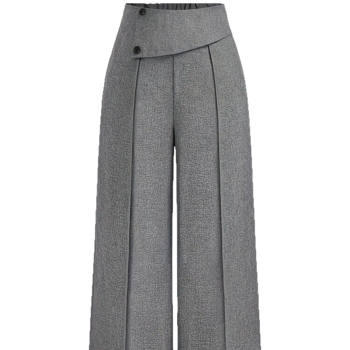 Slimming Wide Leg Casual Pants for Women, Gray Polyester