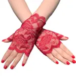 Sun-Proof Lace Half Finger Gloves for Women, Short Fit
