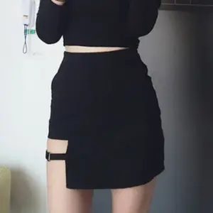 Slim Fit Korean Black Irregular Hem Micro Mini Pencil Skirt