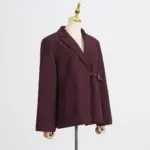 Asymmetrical Angora Red Women’s Blazer Jacket - Loose Fit
