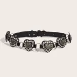 Street-style Hollowed-out Circular PU Leather Belt