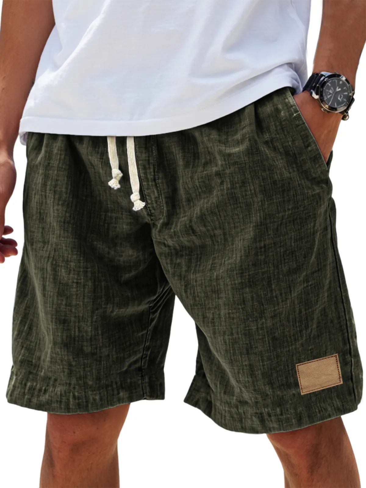 Breathable Vintage Corduroy Men’s Loose Summer Shorts - Cropped