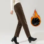 Flattering Striped Tapered Women’s Corduroy Pants with Fleece Lining