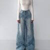 Rhinestone Vintage Denim Jeans for Women, Regular Fit