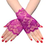 Sun-Proof Lace Half Finger Gloves for Women, Short Fit