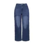 847f24d4-d789-49ab-9f4b-bd9f12840c8f.webp Heart-Shaped Rivet Dark Blue Denim Pants for Women - Mid-Rise