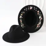 Structured Flat Dome Felt Hat, Australian Pure Wool, Black